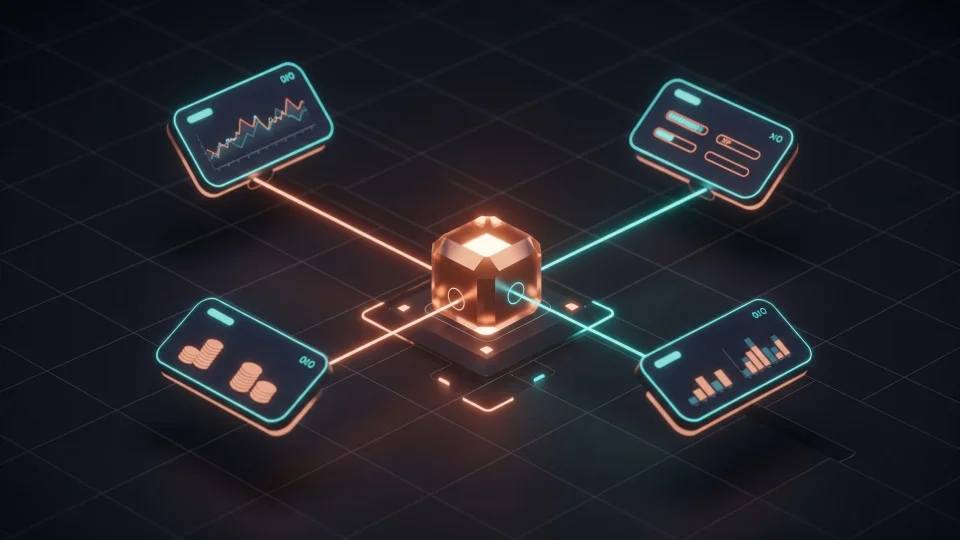 EdifyTrade Academy engine hub with interconnected XP, partner attribution, and reporting modules